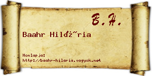 Baahr Hilária névjegykártya